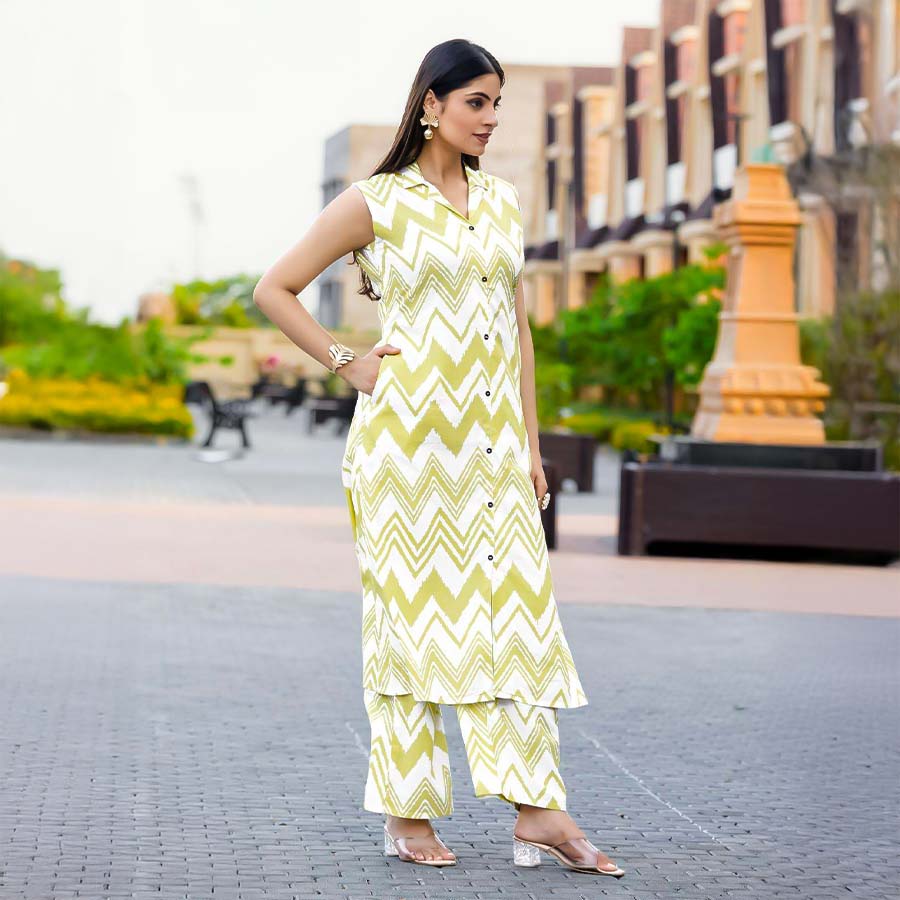 Green Rayon Printed Kurti