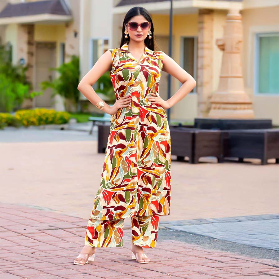 Red Rayon Printed Kurti