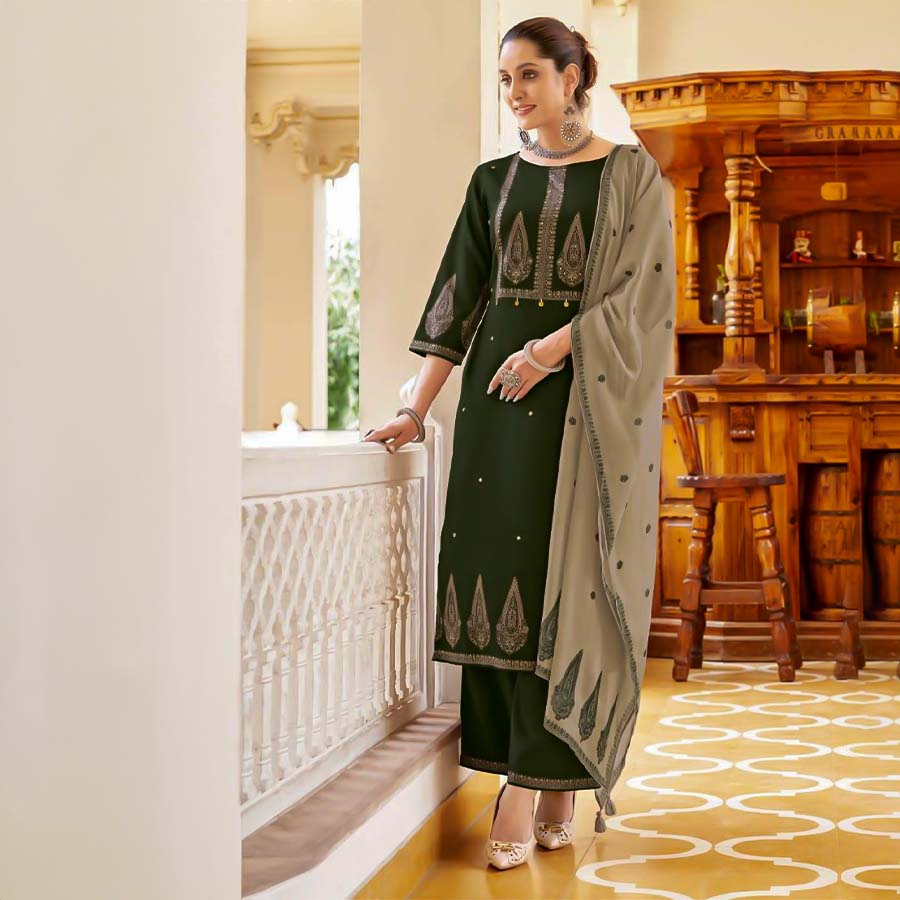 Green  Viscose Casual Wear Salwar Kameez