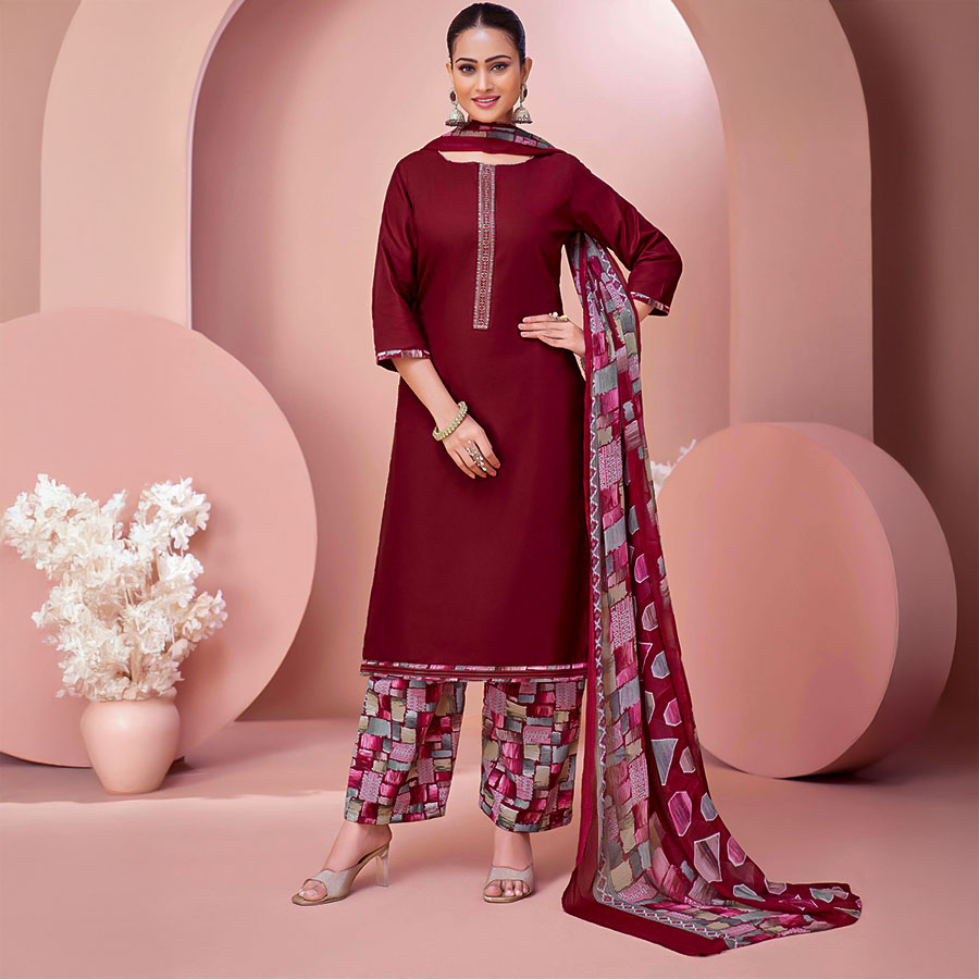 Brown  Zam  Casual Wear Salwar Kameez