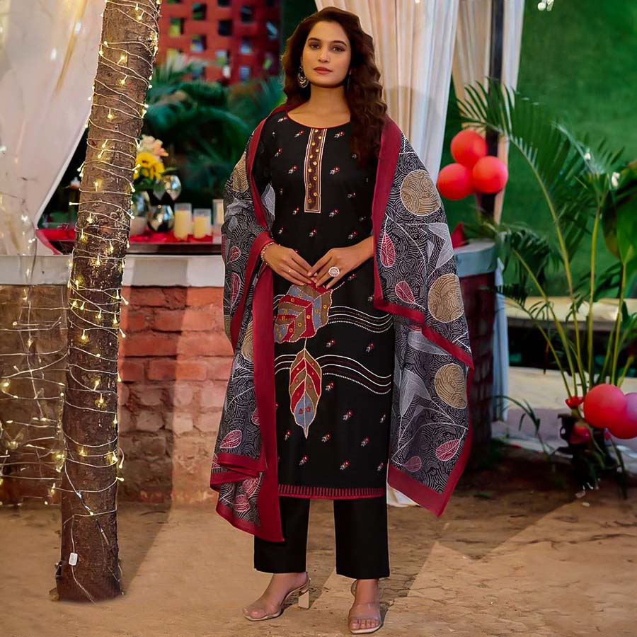 Black Cotton Printed Salwar Kameez