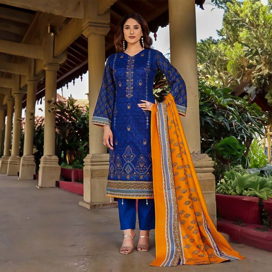 Blue Cotton Casual Wear Salwar Kameez