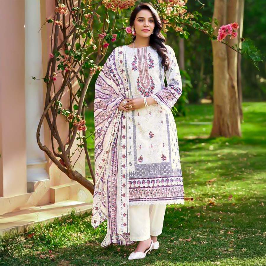 White  Cotton Casual Wear Salwar Kameez