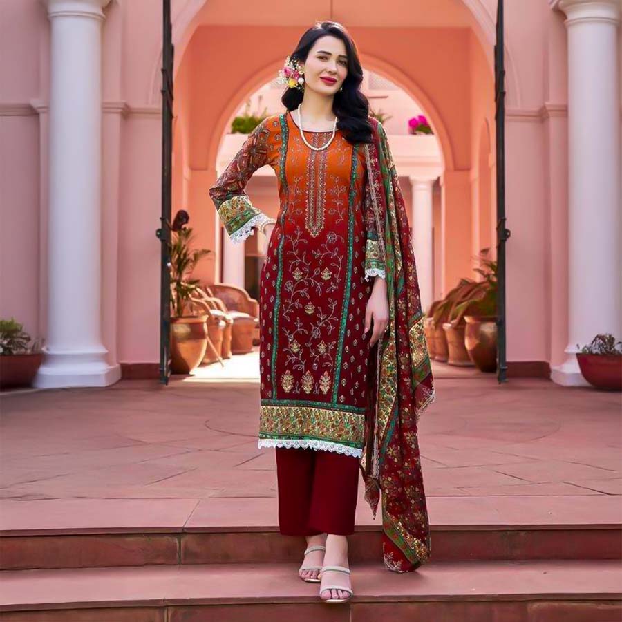 Brown Cotton Casual Wear Salwar Kameez