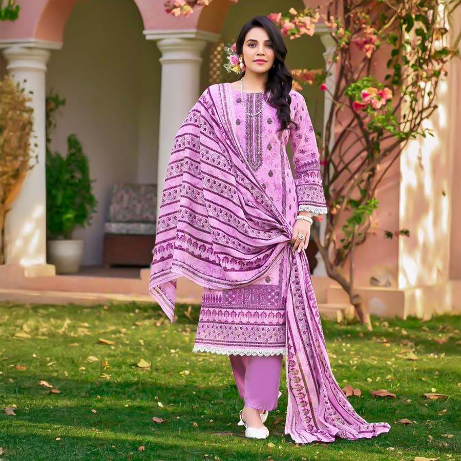 Purple Cotton Casual Wear Salwar Kameez