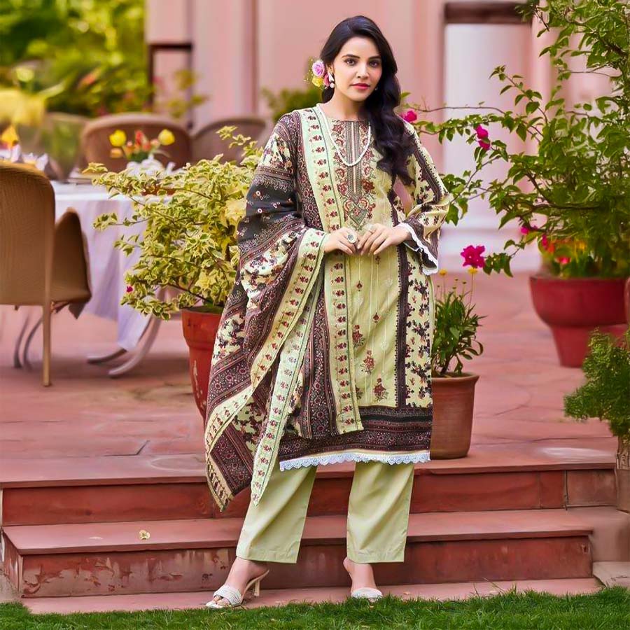 Green Cotton Casual Wear Salwar Kameez