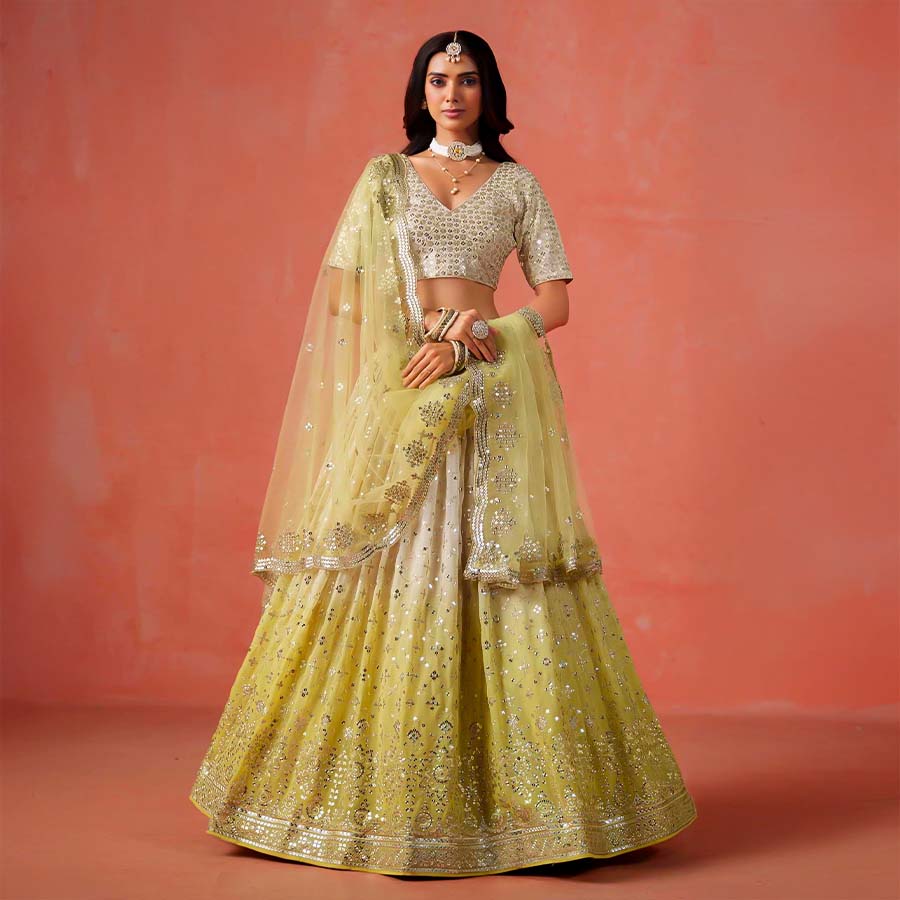 Green  Fancy Designer Lehenga