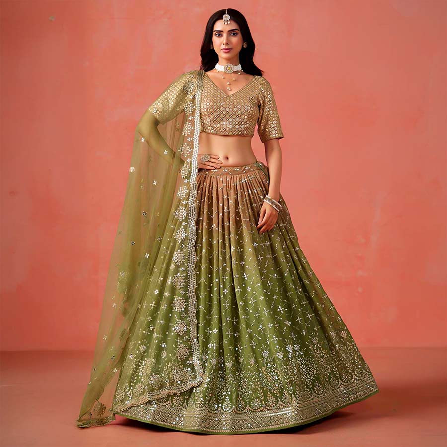 Green  Fancy Designer Lehenga