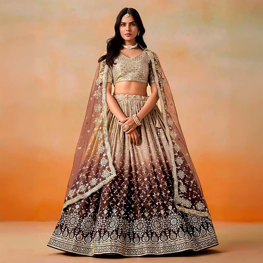 Brown  Fancy Designer Lehenga