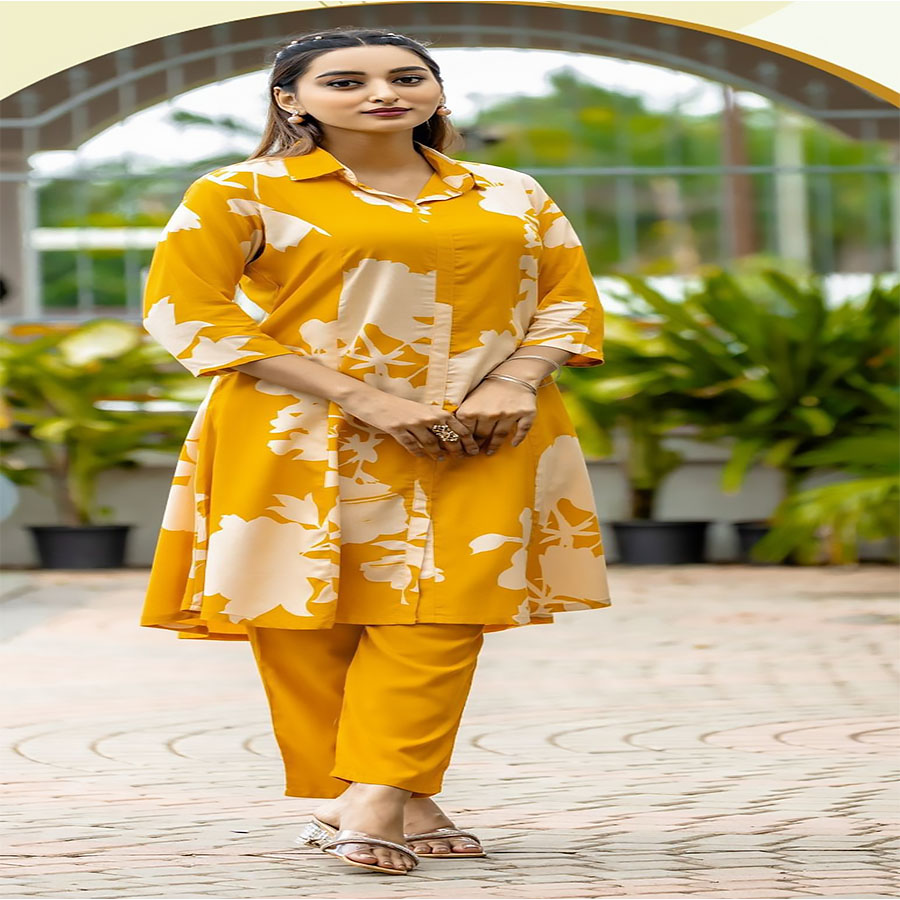 Yellow Rayon Casual Kurtis