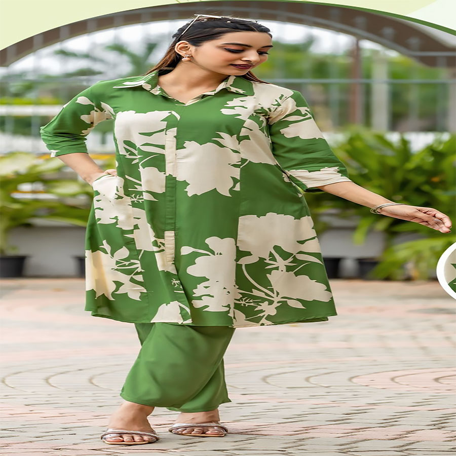 Green Rayon Casual Kurtis