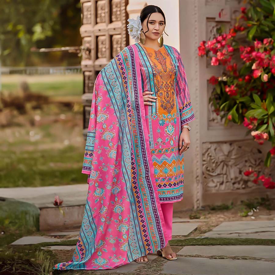 Pink Cotton Casual Wear Salwar Kameez