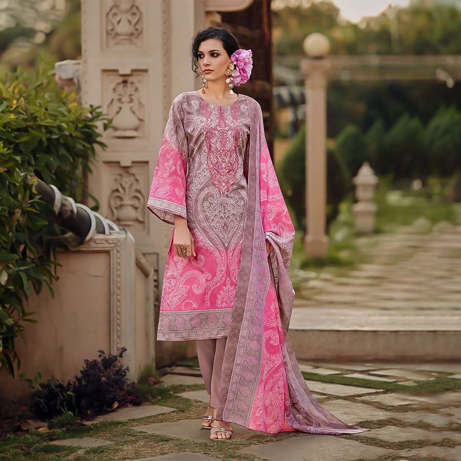 Pink Cotton Casual Wear Salwar Kameez