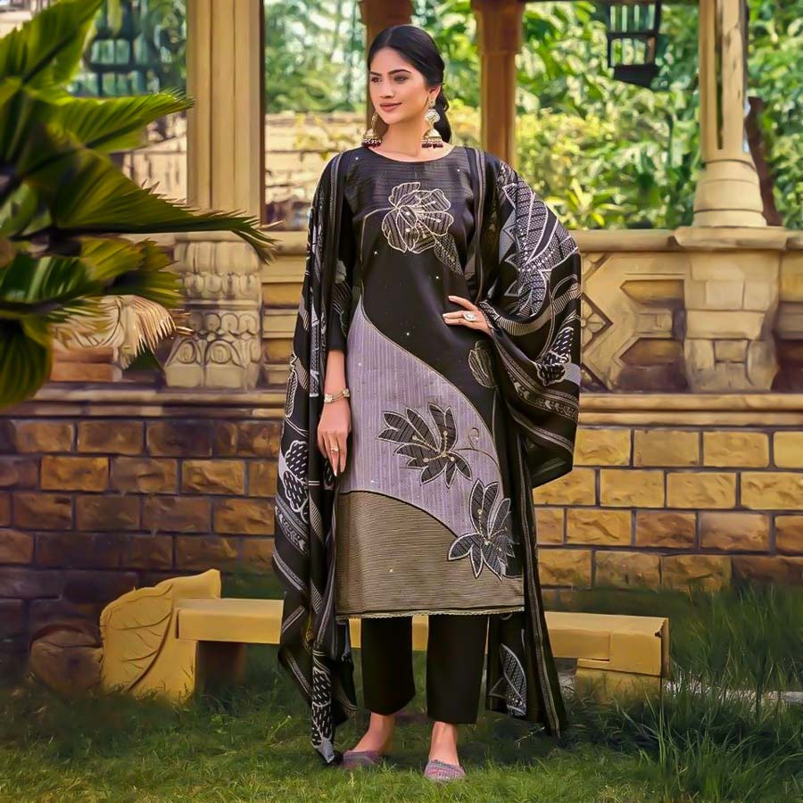 Olive Green  Jam Cotton Casual Wear Salwar Kameez