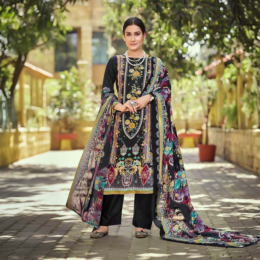 Black  Jam Cotton  Printed Salwar Kameez