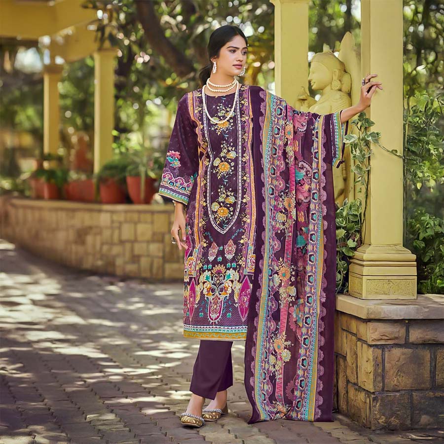 Violet  Jam Cotton  Printed Salwar Kameez