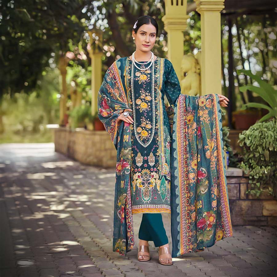 Blue Jam Cotton  Printed Salwar Kameez