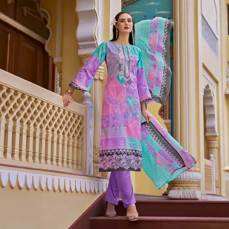Purple Cotton Casual Wear Salwar Kameez