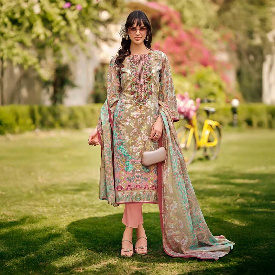 Green  Cotton Casual Wear Salwar Kameez