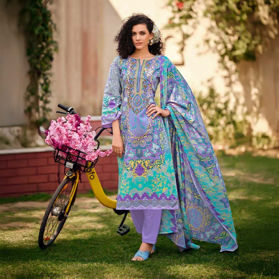 Purple Cotton Casual Wear Salwar Kameez