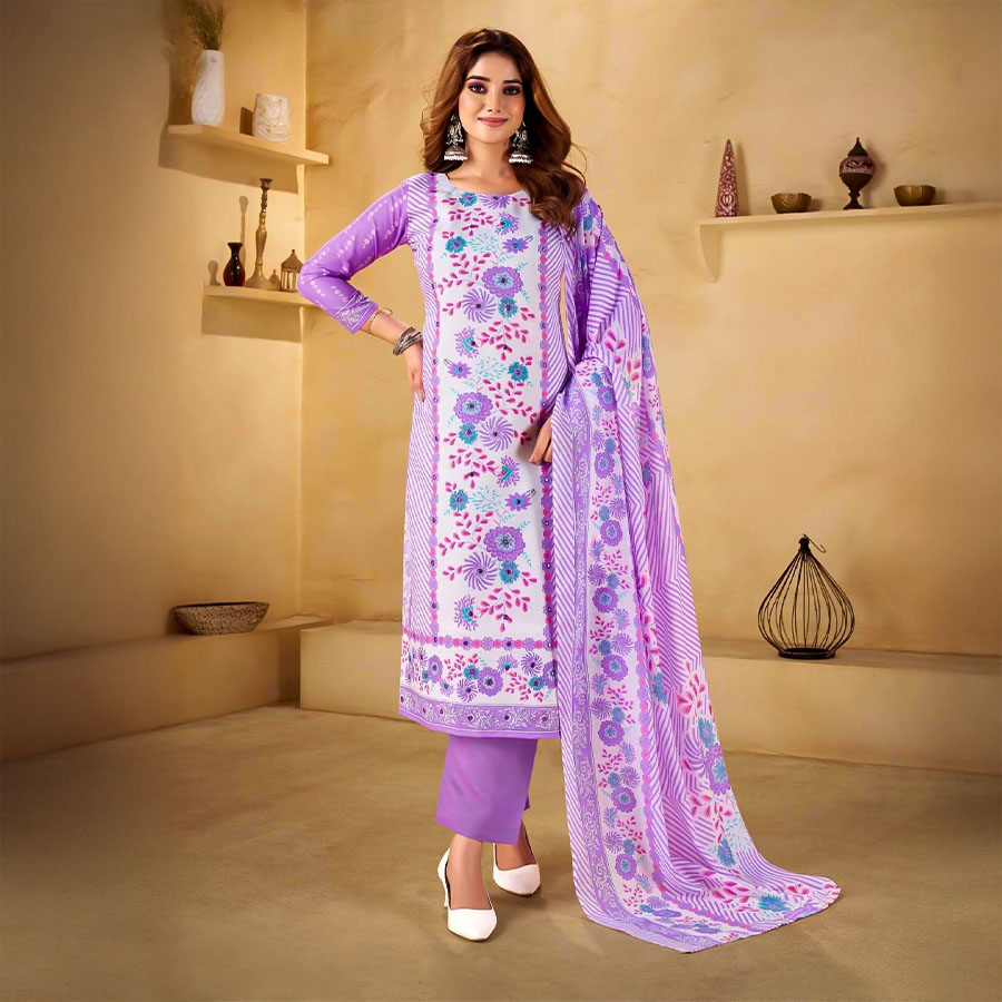 Purple  Cotton Casual Wear Salwar Kameez
