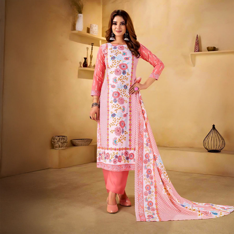 Pink  Cotton Casual Wear Salwar Kameez