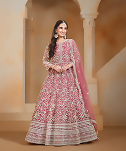 Pink NET Anarkali Suit