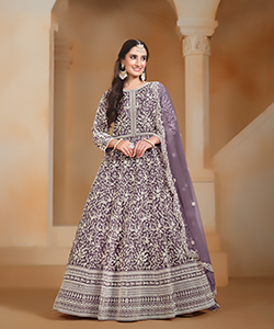 Purple NET Anarkali Suit