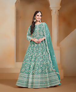 Green NET Anarkali Suit