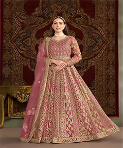 Pink Net Anarkali Suit