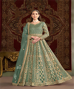 Green Net Anarkali Suit