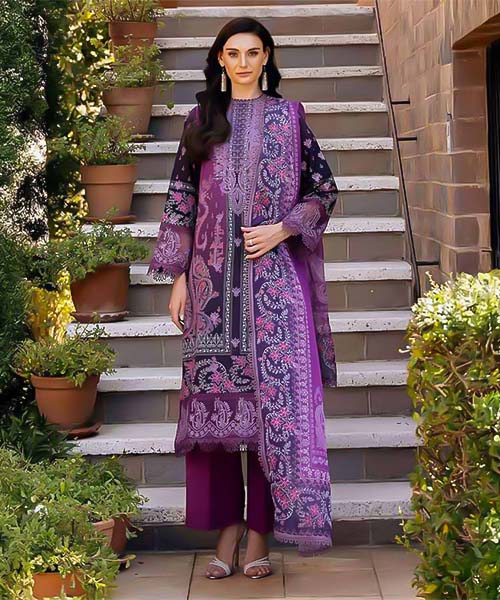 Purple  Cotton Printed Salwar Kameez in northampton