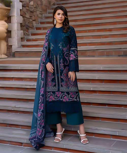 Blue Cotton Printed Salwar Kameez in northampton