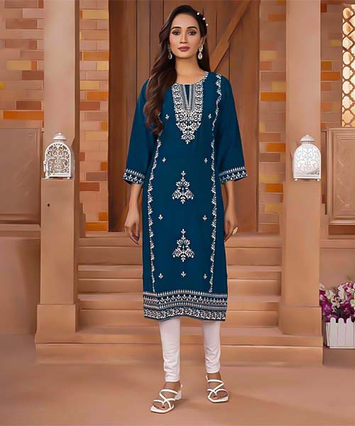 Blue Roman Silk Printed Kurti in charlotte