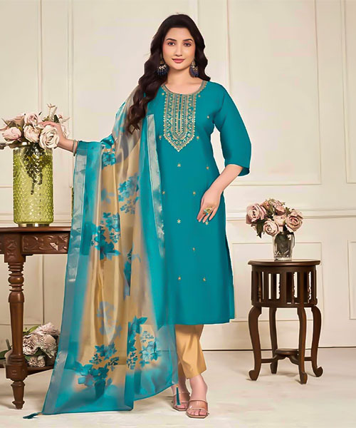 Blue  Roman Silk  Casual Wear Salwar Kameez in carlisle