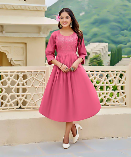 Pink Roman Shimmer Casual Wear Kurti in jacksonville