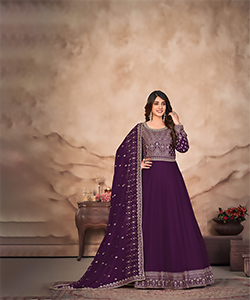 Purple ART SILK Anarkali Suit