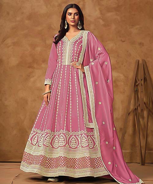 Pink  Dola Silk Designer Gown