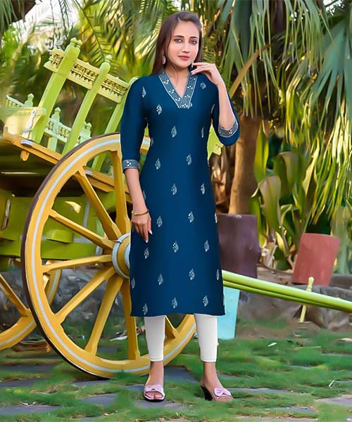 Blue Rangeela Silk  Casual Wear Kurti in jacksonville