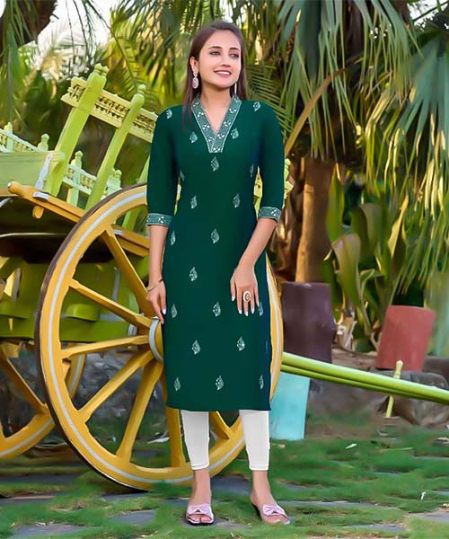 Green  Rangeela Silk  Casual Wear Kurti in jacksonville