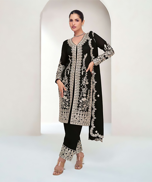 Black Silk Designer Suit