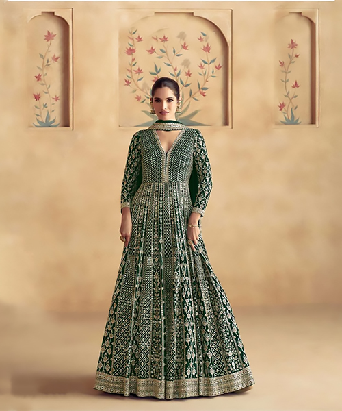 Green Georgette Designer Suit