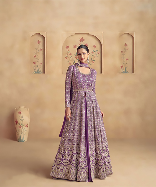 Purple Georgette Designer Suit