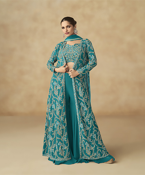 Sky blue Georgette Designer Suit