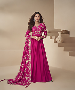 Pink CHINON SILK Anarkali Suit