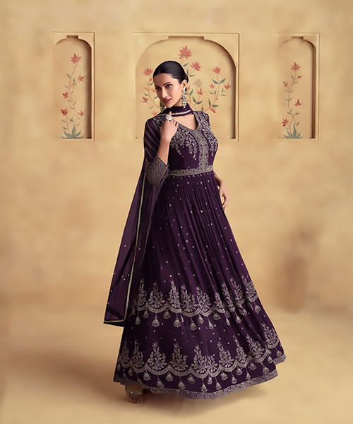 Purple Real georgette Anarkali Suit