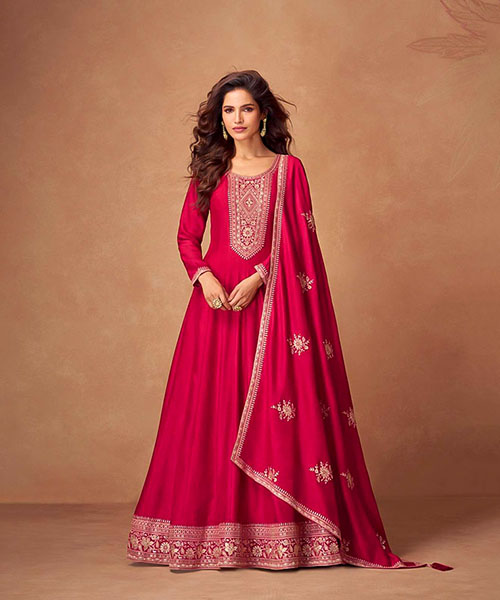 Red Premium Silk Designer Salwar Kameez