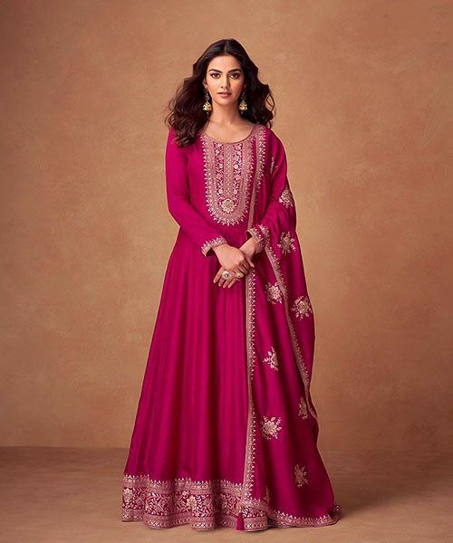 Magenta Premium Silk Designer Salwar Kameez