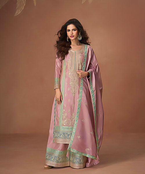 Pink Organza Simer Silk Designer Salwar Kameez