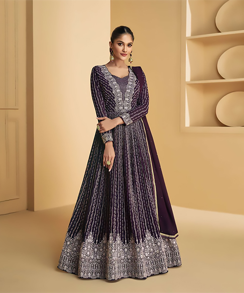 Purple Georgette Designer Suit